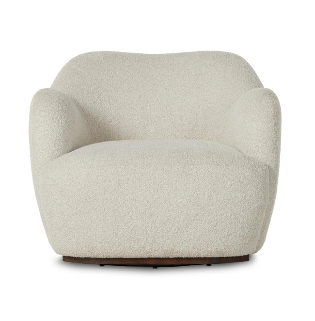 Julius Swivel Chair in Sheldon Ivory front studio view - Whats New Furniture Portland OR