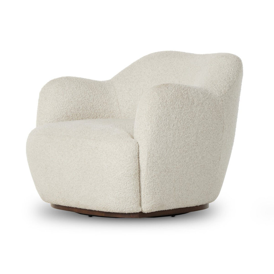 Julius Swivel Chair in Sheldon Ivory three-quarter view - Whats New Furniture Portland OR
