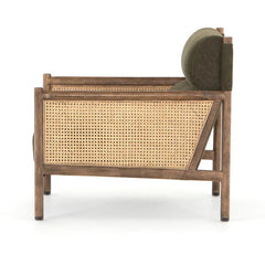 Kempsey Accent Chair in Sutton Olive back view - cane accent chair by Four Hands - Whats New Furniture Portland OR