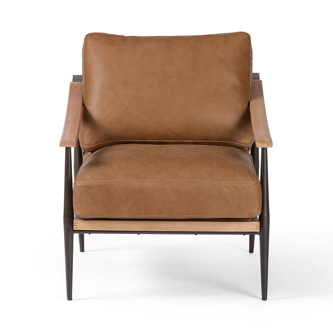 Kennedy Chair in Palermo Cognac front studio view - Whats New Furniture Portland OR