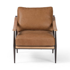 Kennedy Chair in Palermo Cognac front studio view - Whats New Furniture Portland OR