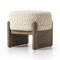 Kirby Accent Stool in Solema Cream three-quarter view - Whats New Furniture Portland OR