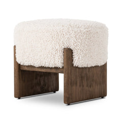 Kirby Accent Stool in Andes Natural three-quarter view - Whats New Furniture Portland OR