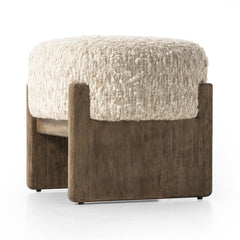 Kirby Accent Stool in Solema Cream detail view - Whats New Furniture Portland OR