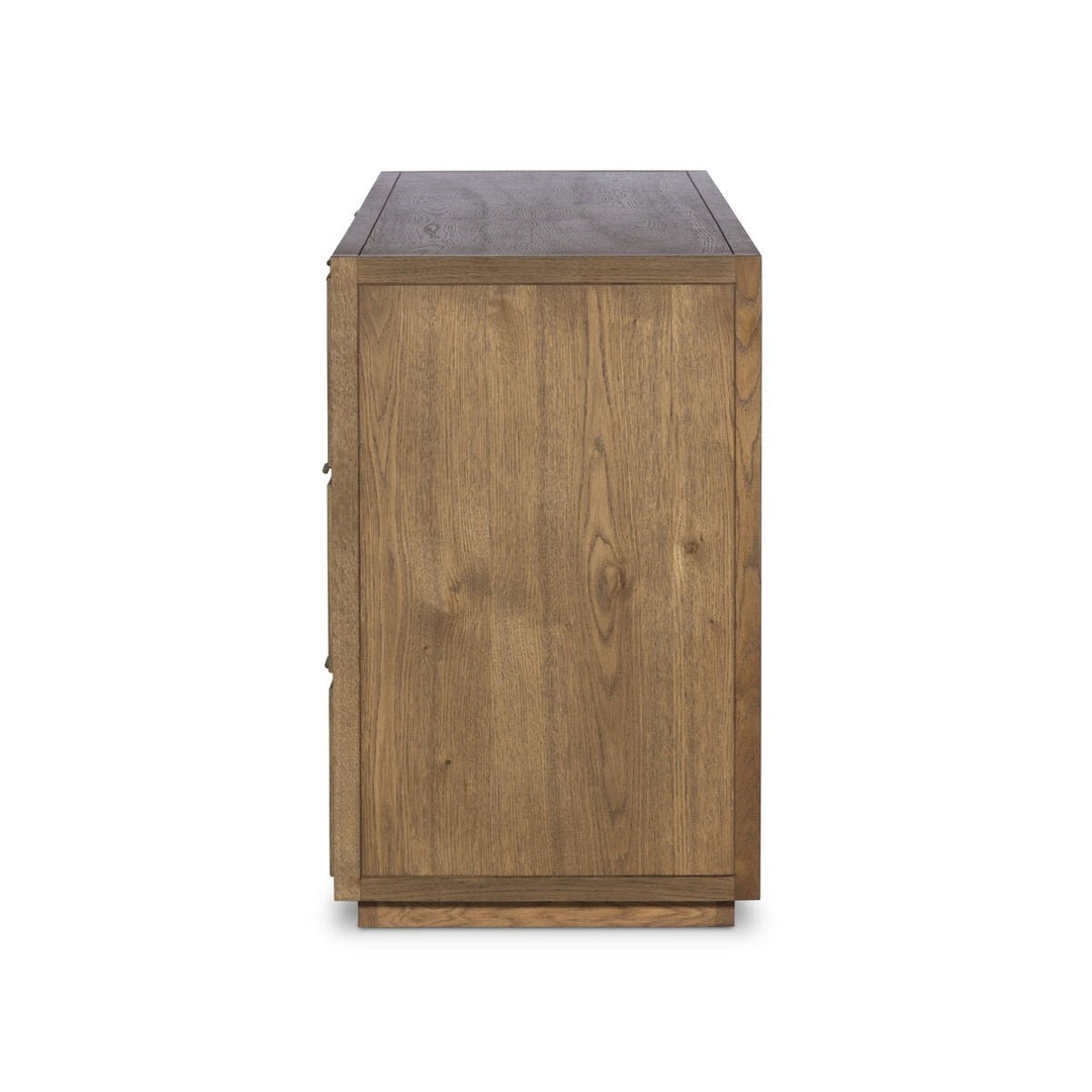Kodo 8 Drawer Dresser in Light Brown Oak side studio view - Whats New Furniture Portland OR