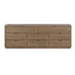 Kodo 8 Drawer Dresser in Light Brown Oak front studio view - Whats New Furniture Portland OR