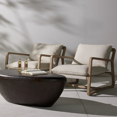 Lane Outdoor Chair in Faye Sand back view - Whats New Furniture Portland OR