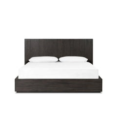 Leo Bed in Smoked Black / Smoked Black Veneer / King front studio view - Whats New Furniture Portland OR