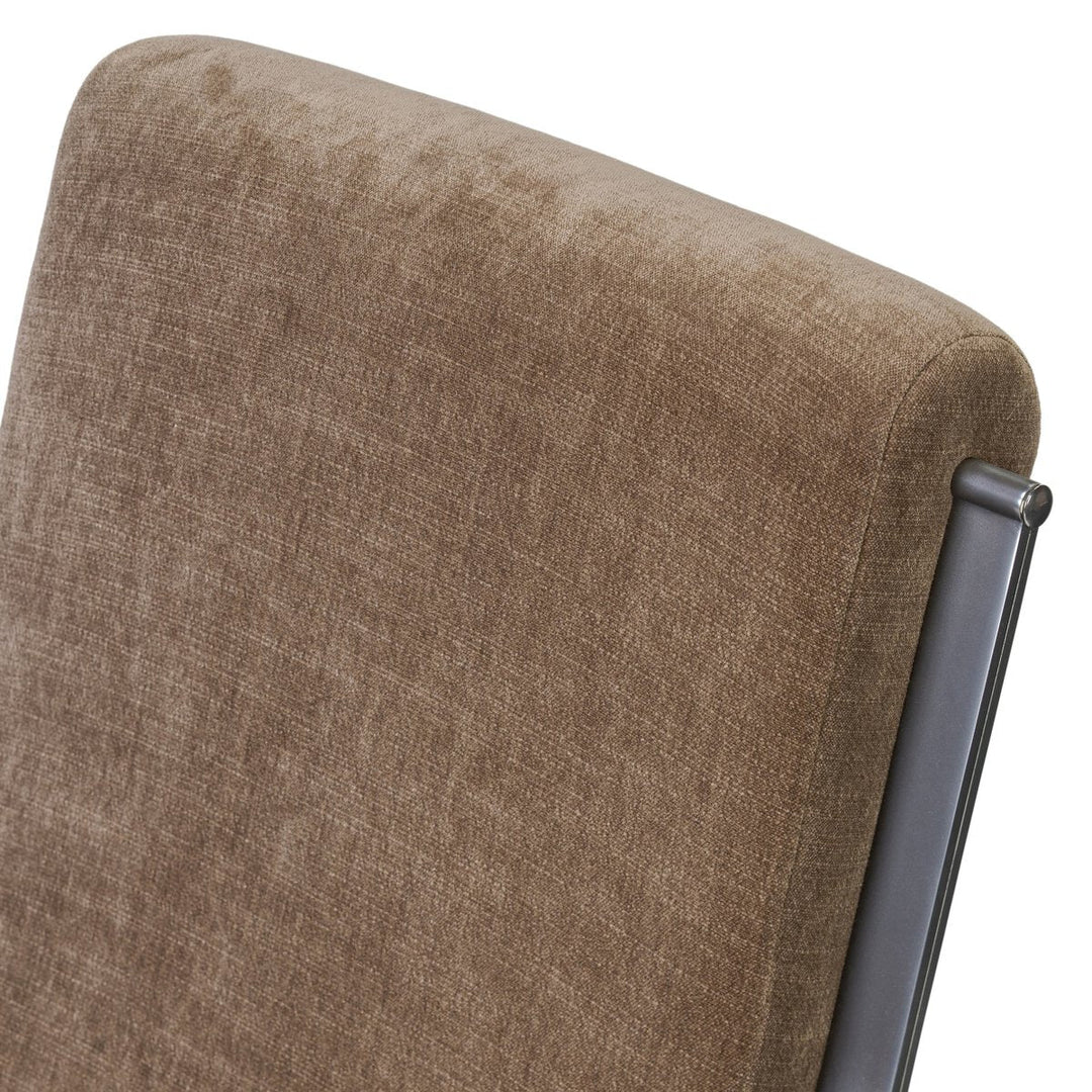 Lou Desk Chair in Altair Mushroom detail view of seat cushion - Whats New Furniture Portland OR