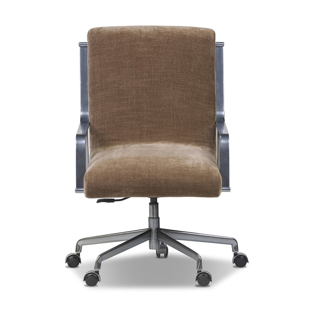 Lou Desk Chair in Altair Mushroom front studio view - Whats New Furniture Portland OR