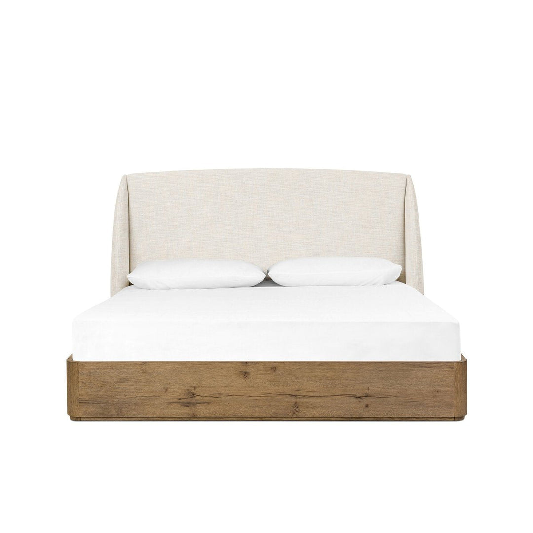 Maeve Bed in Cambric Ivory front studio view - Whats New Furniture Portland OR