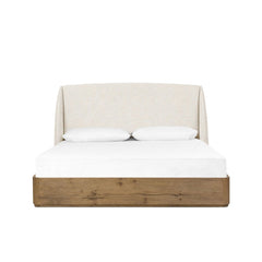 Maeve Bed in Cambric Ivory front studio view - Whats New Furniture Portland OR