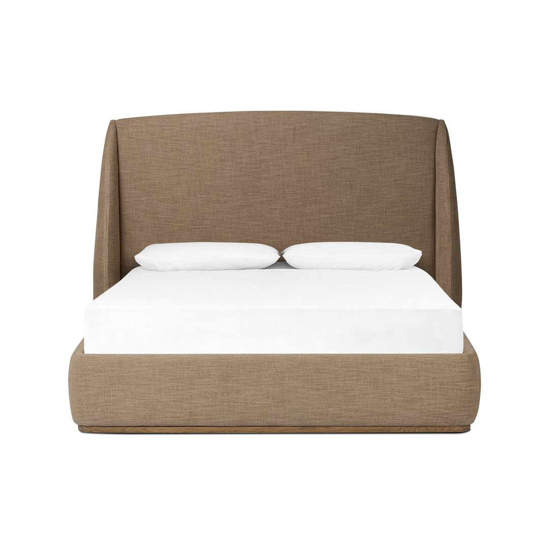 Maeve Bed in Laken Taupe front studio view - Whats New Furniture Portland OR