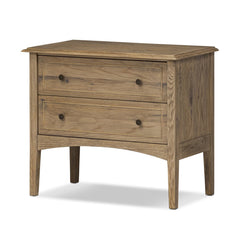 Maggie Nightstand in Aged Smoked Oak Resawn three-quarter studio view - Whats New Furniture Portland OR