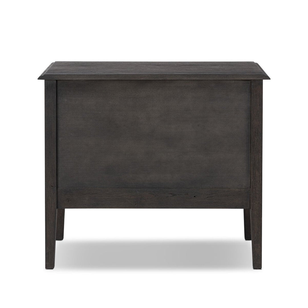 Maggie Nightstand in Smoked Black Oak Veneer second detail view - Whats New Furniture Portland OR