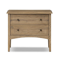Maggie Nightstand in Aged Smoked Oak Resawn front studio view - Whats New Furniture Portland OR
