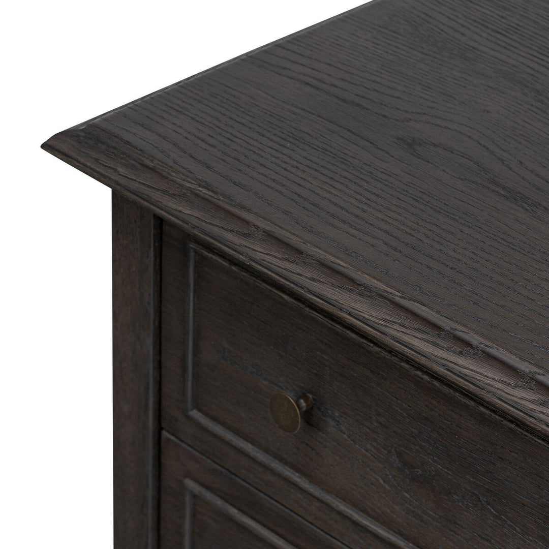 Maggie Nightstand in Smoked Black Oak Veneer third detail view - Whats New Furniture Portland OR
