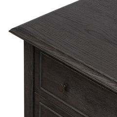 Maggie Nightstand in Smoked Black Oak Veneer third detail view - Whats New Furniture Portland OR