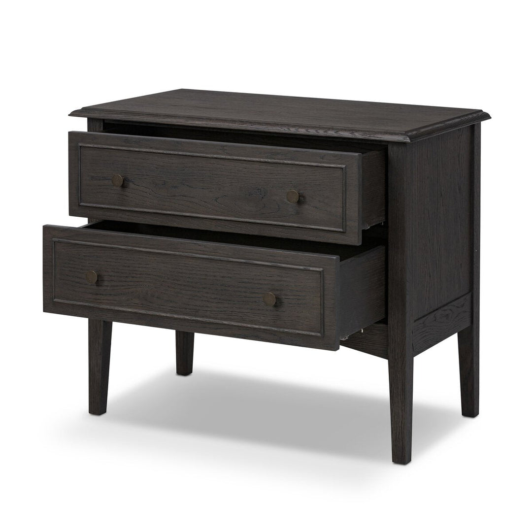 Maggie Nightstand in Smoked Black Oak Veneer fifth detail view - Whats New Furniture Portland OR