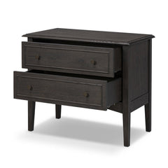 Maggie Nightstand in Smoked Black Oak Veneer fifth detail view - Whats New Furniture Portland OR