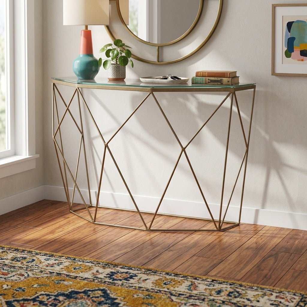 Marlow Geometric Console Table - Lifestyle - What's New Furniture Portland Oregon