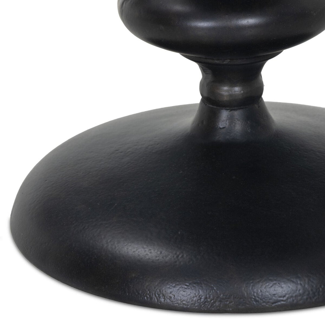 Marlow Matchstick Pedestal Table in Black Antique detail view - Whats New Furniture Portland OR