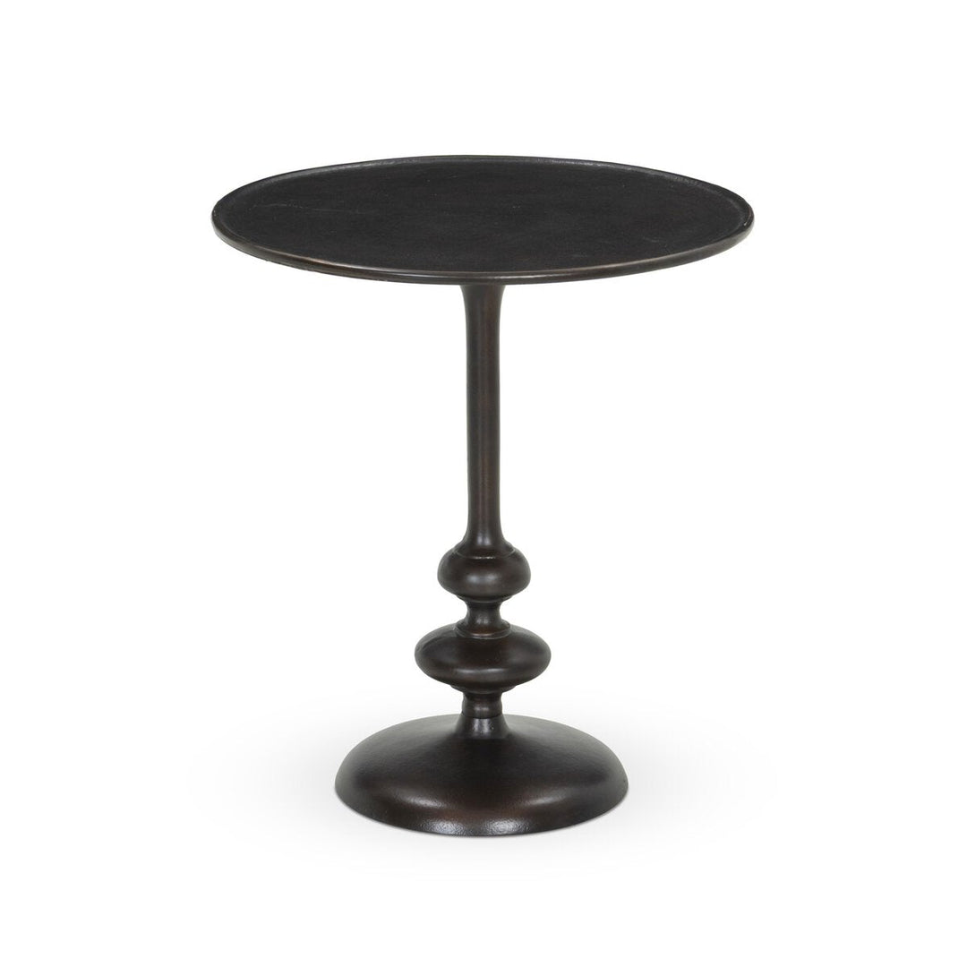 Marlow Matchstick Pedestal Table in Antique Rust front studio view - Whats New Furniture Portland OR