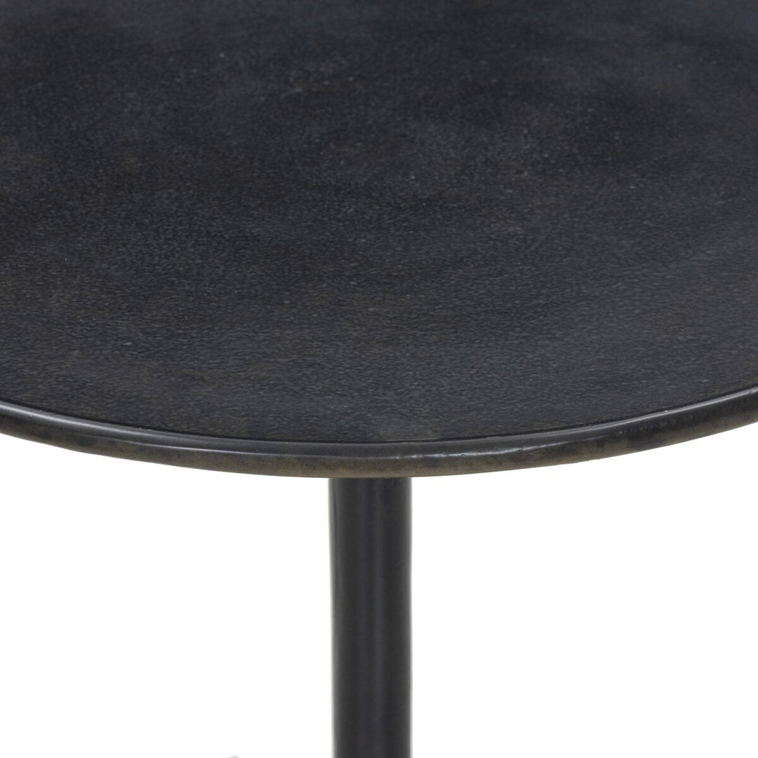 Marlow Matchstick Pedestal Table in Black Antique side view - Whats New Furniture Portland OR
