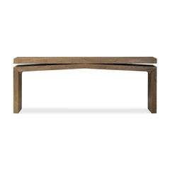Matthes Console Table - 79" in Rustic Grey Veneer front studio view - Whats New Furniture Portland OR