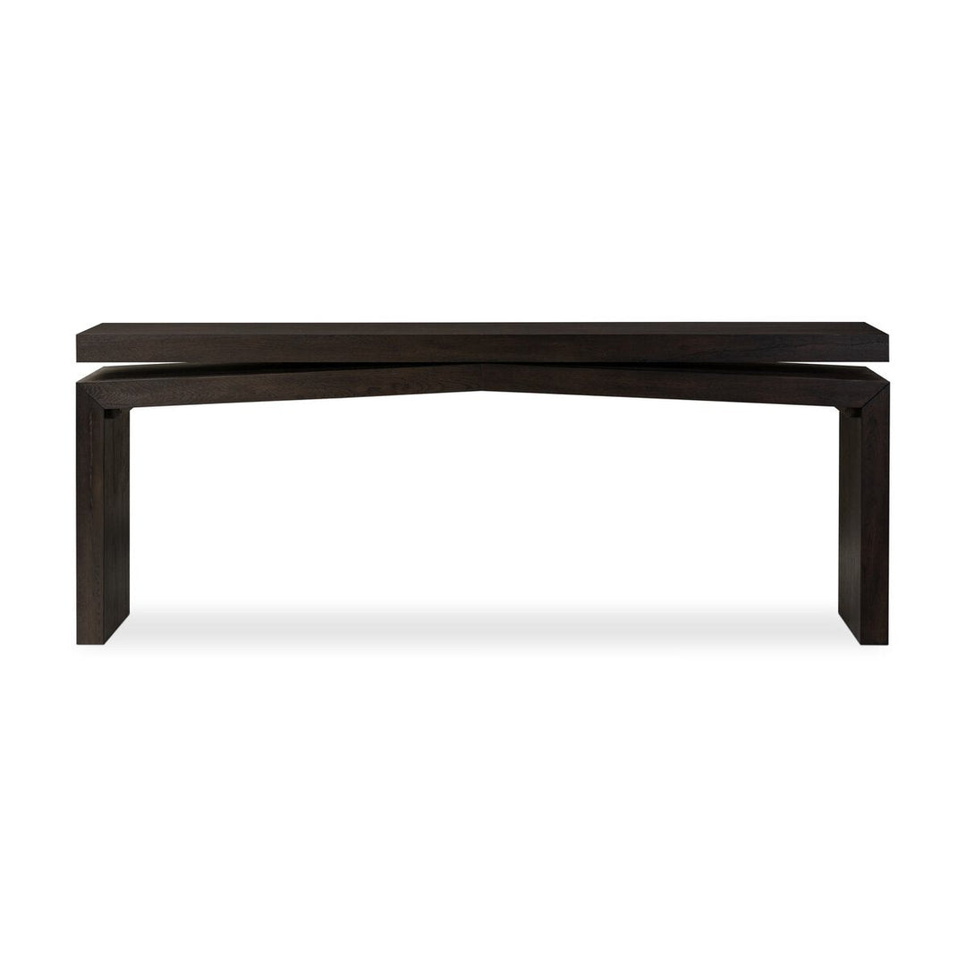 Matthes Console Table - 79" in Smoked Black Veneer front studio view - Whats New Furniture Portland OR