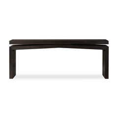 Matthes Console Table - 79" in Smoked Black Veneer front studio view - Whats New Furniture Portland OR