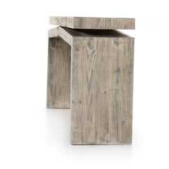 Matthes Console Table - 79" in Weathered Wheat wood grain detail view - Whats New Furniture Portland OR