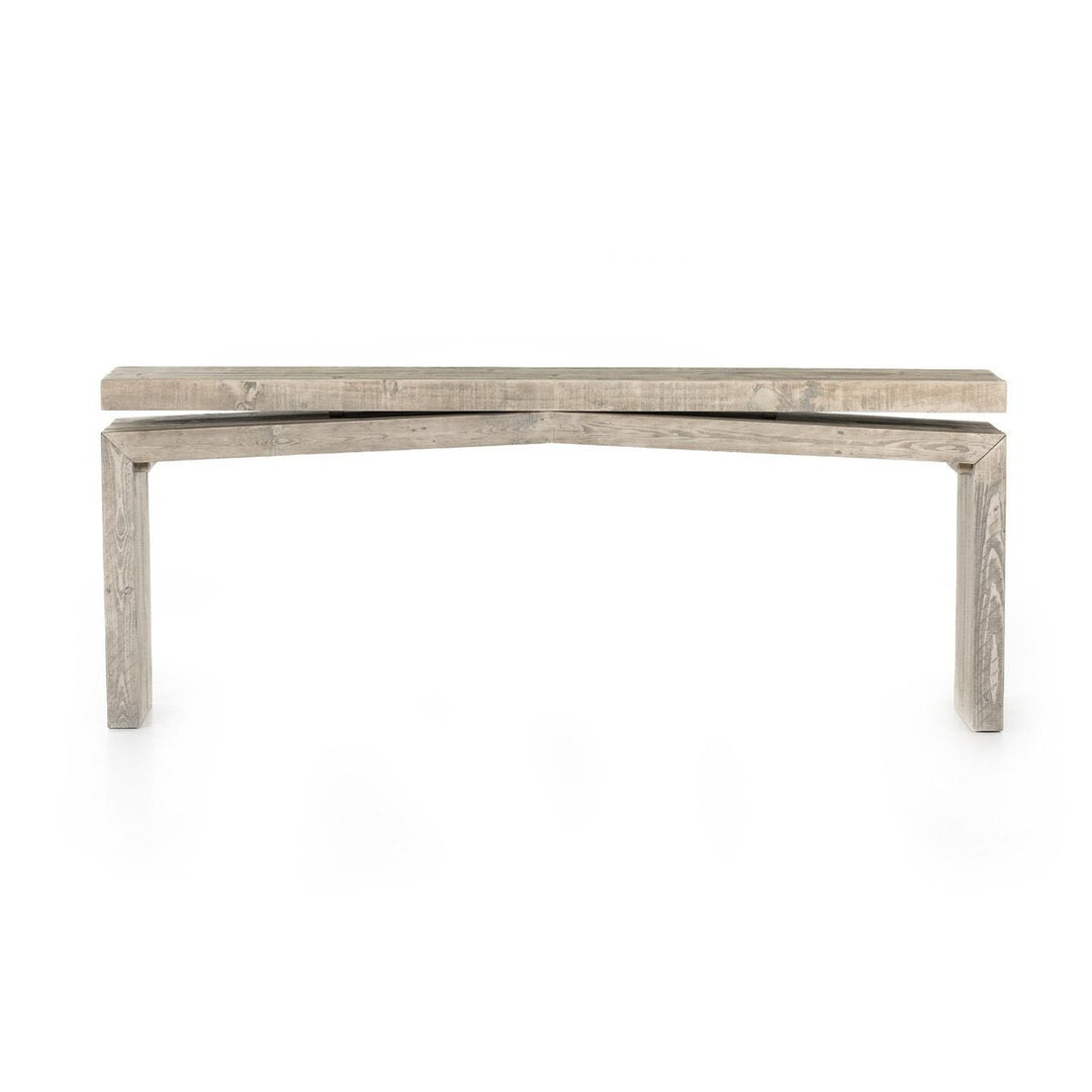 Matthes Console Table - 79" in Weathered Wheat front studio view - Whats New Furniture Portland OR