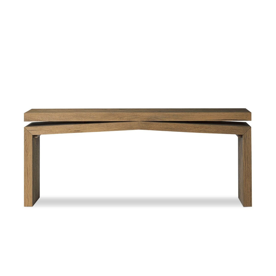 Matthes Console Table - 79" in Worn Oak Veneer front studio view - Whats New Furniture Portland OR