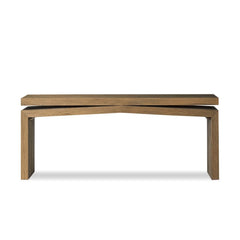 Matthes Console Table - 79" in Worn Oak Veneer front studio view - Whats New Furniture Portland OR
