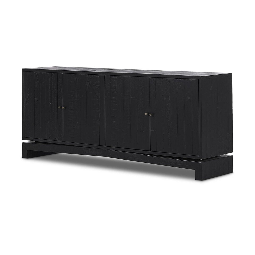 Matthes Sideboard in Aged Black Pine three-quarter studio view - Whats New Furniture Portland OR