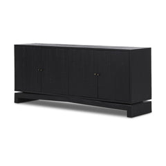 Matthes Sideboard in Aged Black Pine three-quarter studio view - Whats New Furniture Portland OR