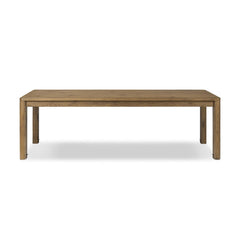 Noeline Extension Dining Table in Resawn Worn Oak / Worn Oak / Brushed Brass front studio view - Whats New Furniture Portland OR