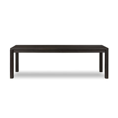 Noeline Extension Dining Table in Smoked Black Resawn Oak front studio view - Whats New Furniture Portland OR