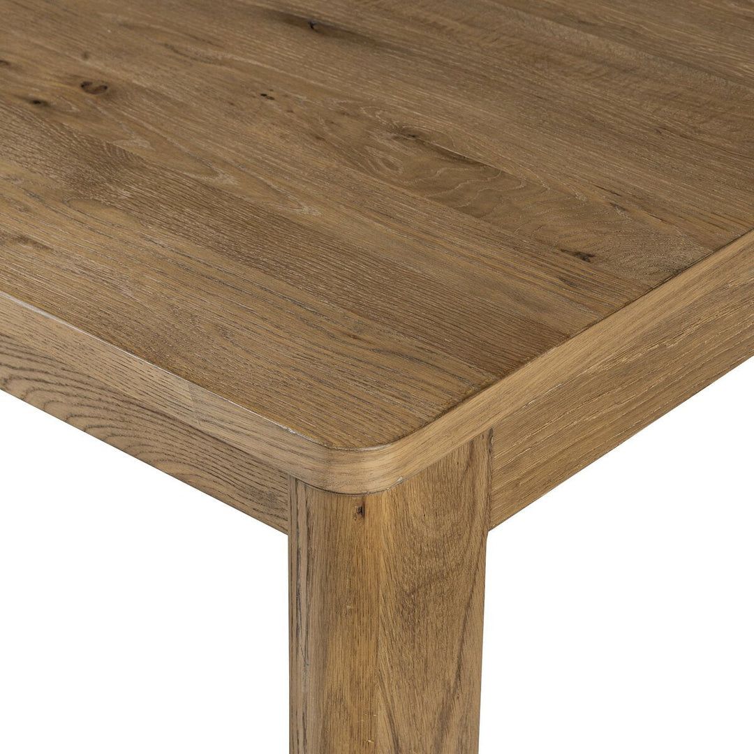 Noeline Extension Dining Table in Resawn Worn Oak detail view - Whats New Furniture Portland OR