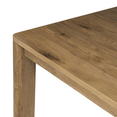 Noeline Extension Dining Table in Resawn Worn Oak detail view - Whats New Furniture Portland OR