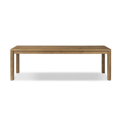 Noeline Extension Dining Table in Resawn Worn Oak front studio view - Whats New Furniture Portland OR