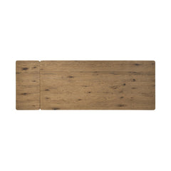 Noeline Extension Dining Table in Resawn Worn Oak detail view - Whats New Furniture Portland OR