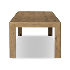 Noeline Extension Dining Table in Resawn Worn Oak side view - Whats New Furniture Portland OR