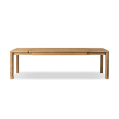 Noeline Extension Dining Table in Worn Oak front studio view - Whats New Furniture Portland OR