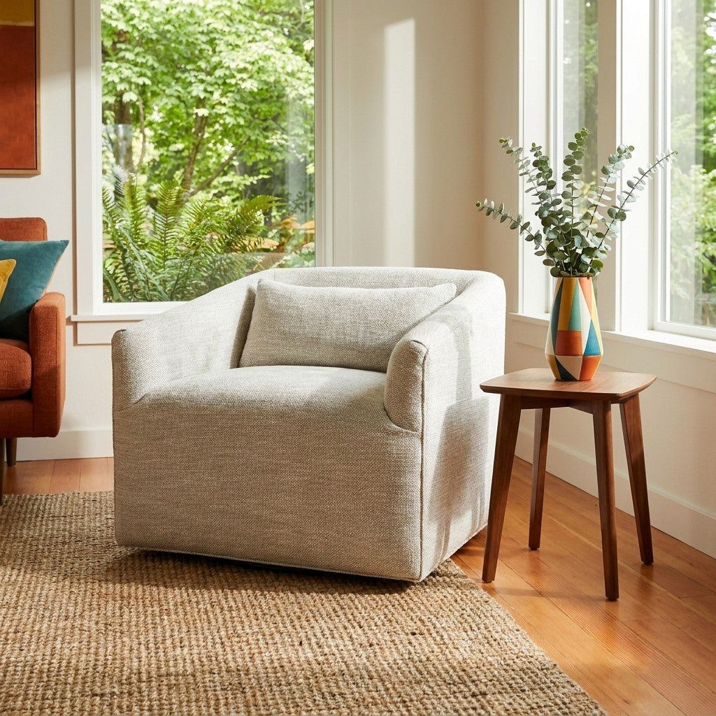 Off White Swivel Chair Four Hands - view 5