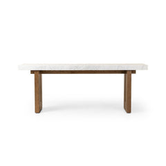 Olympia Console Table in White Carrara Marble front studio view - Whats New Furniture Portland OR