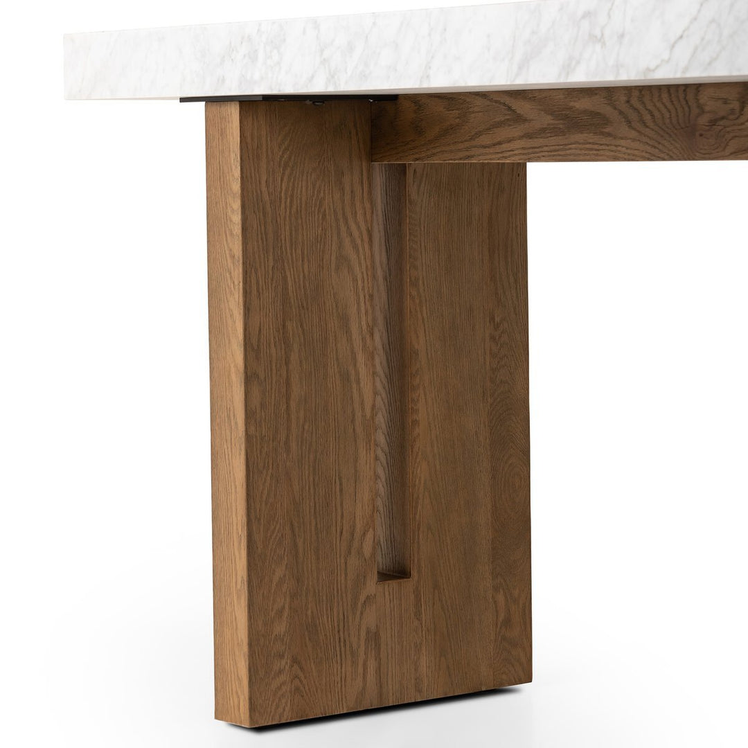 Olympia Console Table in White Carrara Marble fifth detail view - Whats New Furniture Portland OR