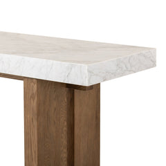 Olympia Console Table in White Carrara Marble detail view - Whats New Furniture Portland OR