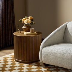 Ona End Table in Amber Mindi Veneer back studio view - Whats New Furniture Portland OR